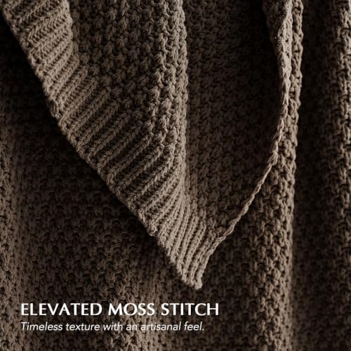 EVERGRACEHOME Chunky Chenille Knit Throw Blanket for Couch, Soft Luxurious Oversized Queen Moss Stitch Blanket for Bed, Cozy Farmhouse Knitted Throw for Sofa, Cocoa Brown, 90" x 90" - color: Cocoa Brown, size: 90" X 90"