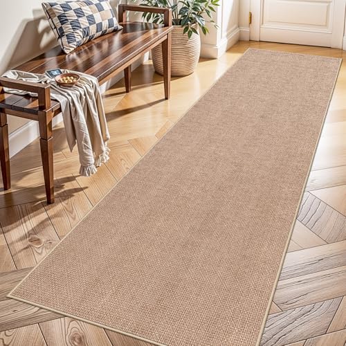 Jute 2x8 Runner Rug for Hallway: Washable Faux Jute Runners Indoor Farmhouse Style - Carpet Non-Slip Backing - Non Slip Narrow Floor Runners for Entryway Kitchen Living Room (Beige,2x8) - color: Beige, size: 2' x 8' (Rectangular)