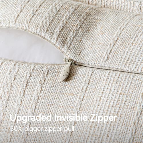 a moment Linen Pillow Covers Set of 2,Boho Farmhouse Throw Pillowcases Neutral Textured Decorative Covers for Couch Sofa,Soft Linen Blend Accent Case Cushion Living Room Home Decor 24"x24"Ivory - color: Ivory, size: 24" x 24" (Pack of 2)
