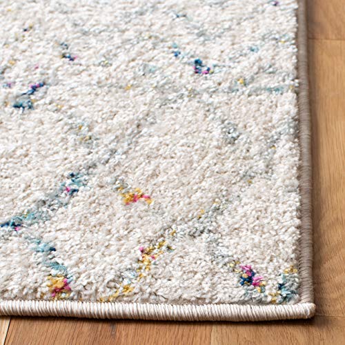 SAFAVIEH Tulum Collection Accent Rug - 2' x 3', Ivory & Blue, Moroccan Boho Distressed Design, Non-Shedding & Easy to Clean, Ideal for Front Door, Kitchen, Entryway, Foyer (TUL270C) - color: Ivory/Blue, size: 2' x 3' (Rectangular)