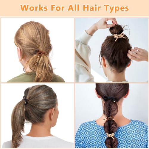 12 PCS Braided Hair Ties Bow Tie Hair Bracelets for Women Girls Elastic Hair Ties No Damage Ponytail Holders - color: Neutral