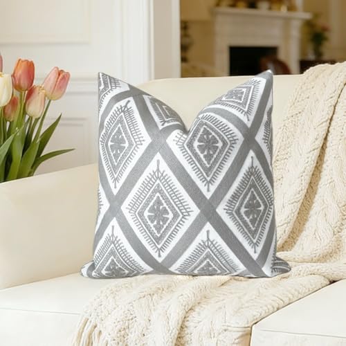 Slow Cow Embroidery Throw Pillow Cover Decorative Cushion Cover 18x18 Inch Gray - color: Grey Eyes, size: 18" x 18" (Pack of 1)
