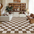 GarveeHome Checkered Terracotta Brown 5x7 Washable Rug Geometric Diamond Dot Modern Neutral Boho Soft Low-Pile Rug for Bedroom Nursery Living Room Entryway Non-Slip TPE Backing - color: Terracotta Brown, size: 5' x 7' (Rectangular)