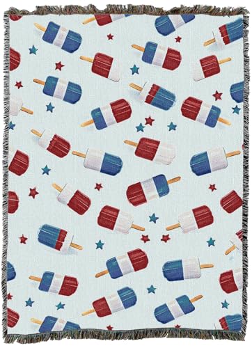 Pure Country Weavers Popsicles - Americana Gift Tapestry Throw Blanket Woven from Cotton - Made in The USA (60X80) - color: Popsicles, size: 60x80