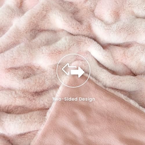 Faux Rabbit Fur Throw Blanket, Ultra Soft Plush Cozy Blanket for Couch Bed, Thick Fluffy Ruched Tie-Dye Decorative Blanket, Giftable,50"x60",Tie-Dye Pink - color: Tie-dye Pink, size: Throw(50"x60")