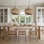 Hand-Woven Boho Rattan Chandelier Pendant Light Fixture - Brown Wicker Hanging Lamp for Kitchen Island, Dining Room, Bedroom, Foyer, Entryway, Porch or Restaurant Ceiling Lighting 15 Inch