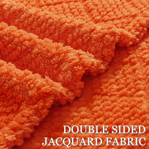 Whale Flotilla Fuzzy Fleece Throw Blanket for Couch, Bed, Soft Fluffy Jacquard Waffle Blankets for All Season, Lightweight and Cozy, 50x60 Inch, Burnt Orange - color: Burnt Orange, size: Throw(50x60 Inch)