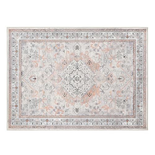 HOOBRO 5 x 7 Area Rugs Washable, Living Room Rugs, Non-Slip Rug Stain Resistant Carpets, Indoor Low Pile Soft Rug Pet Friendly Mat, for Bedroom Dining Room Hallway Home Office, Vintage Beige EF03AR01 - color: Vintage Beige, size: 5' x 7' (Rectangular)