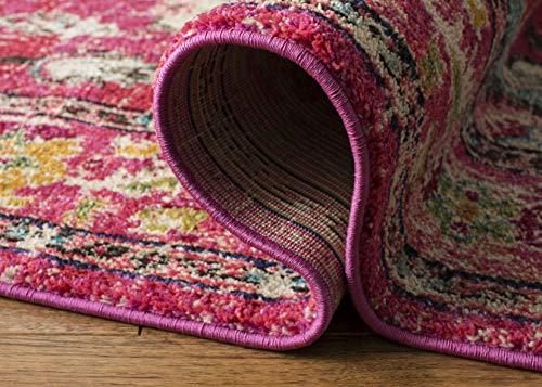 SAFAVIEH Monaco Collection Area Rug - 2'2" x 4', Pink & Multi, Non-Shedding & Easy to Clean, Distressed Medallion Design, Ideal for Front Door, Kitchen, Entryway, Accent Space (MNC243D) - color: Pink/Multi, size: 2'2" x 4' (Rectangular)