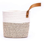 2pack Small Hanging Basket-Cotton Rope Wall Basket with Handle, Hanging Storage Baskets, Shelf Baskets Storage Bin Closet Organizer 6"×6.3", Woven Plant Basket - (White & Brown) - color: White & Brown