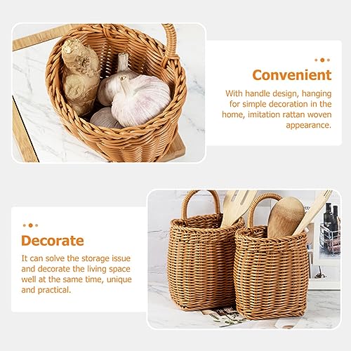 Woven Seagrass Storage Basket - Wall Mounted Planters with Rattan Flower Pot - Hanging Wicker Basket
