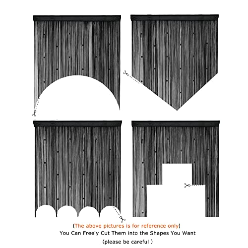 YaoYue Beaded Curtain Door String Curtains for Doorway Tassels Beads Hanging Fringe Hippie Room Divider Window Hallway Entrance Wall Closet Bedroom Privacy Decor (39×79in/100×200cm, Black) - color: Black, size: 39"W x 79"L (Pack of 1)