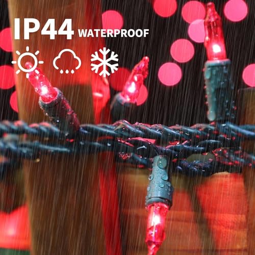 LAMPHOME Pink Christmas Valentine's String Lights 100 Mini Incandescent Fairy Light Decor 20 Ft Green Wire Indoor & Outdoor Party Patio Bedroom, Xmas Tree Garland Easter Holiday Decoration - color: Pink-Green Wire