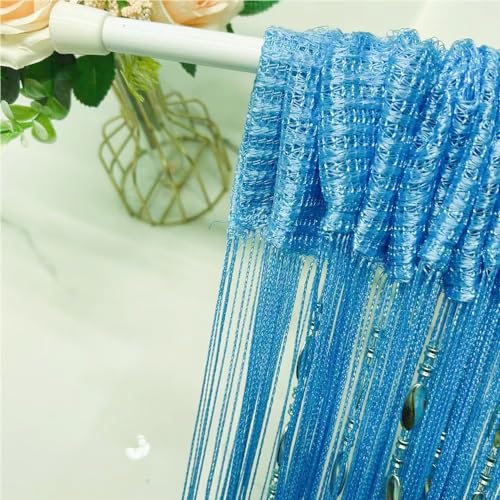 ave split 100cmX200cm Decorative Door String Curtain Beads Wall Panel Fringe Window Room Divider Blind for Wedding Coffee House Parts Door Divider Beads Tassel Screen Decoration (Sky Blue 25) - color: Sky Blue 25
