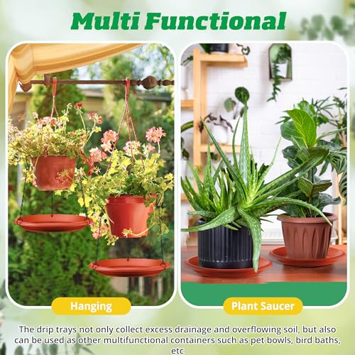 Hanging Planter for Indoor Outdoor Plants, 12" Plant Saucer with Basket Chains, Adjustable Plants Hanger Shelf Decorative Hanging Plant Flower Pot for Window Wall Ceiling Home Decor(5 Pcs,Brick Red) - color: Brick Red