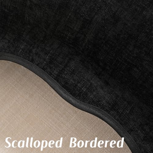 FUTEI Pack of 2 Solid Scalloped Bordered Throw Pillow Covers 16x16 Inch Soft Chenille Decorative Cushion Cases Farmhouse Accent for Couch Bed Living Room, Black - color: Black, size: 16" x 16" (Pack of 2)