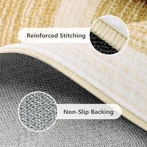 Asrug Imitation Jute Low Pile Round Rug Area Rug Washable Non-Slip Circle Rug Soft Plush Touch Circle Rugs Round for Kitchen Bathroom Living Bedroom Nursery, Carpet 2ft /24 inch/61 cm Beige/Brown - color: Beigebrown, size: 2ft