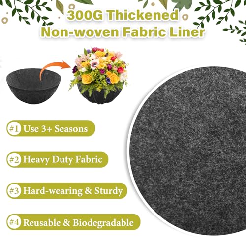 Riare 8 Pack 14 Inch Round Fabric Planter Basket Liner- Hanging Basket Liners Replacement Coco Fiber Liner Alternative for Hanging Basket Flowers (Prevent Birds from Nesting) - size: 14inch
