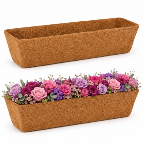 Y&M 2 Pack 24 Inch Coco Coir Liners for Window Box Planters, Pre-Formed Trough Coconut Fiber Replacement Liners for Wall Planter, Fence and Flower Baskets - color: 2pcs 24in Horse