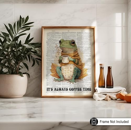 Poster Master Dictionary Poster - Retro It's Always Coffee Time Print - Frog & Coffee Art - Cafe & Preppy Art - Trendy & Funny Kitchen or Restaurant Decor - 8x10 UNFRAMED Wall Art - color: Style-05, size: 8"L x 10"W