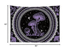 SCECALA Purple Mushroom Mural Boho Mandala Black and White Stars Wall Art 80x60 Inches for Bedroom Living Room Teen Party - color: Purple, size: 60"L x 80"W