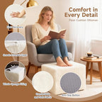 Tiita Square Stuffed Pouf Ottoman, Plush Poufs with Foam Chunk Filling, Foot Rest Stool for Living Room, Cream - color: Square Cream