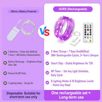 8 Pack Rechargeable LED Fairy Lights 7Ft 20LED Battery Operated with Remote, DIY Timer & 8 Modes, Mini Twinkle String Lights for Indoor Christmas Wedding Mason Jar Bedroom Party Table (Purple) - color: Purple