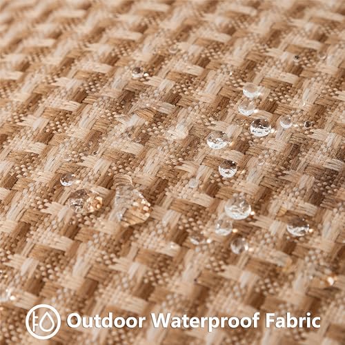 UGASA Outdoor Waterproof Pillow Covers Pack of 2 Weaving Texture Water Resistant Outside Decorative Pillow Cases for Patio Garden Porch Yard Bench Tent 18x18 Inch, Light Brown - color: Light Brown, size: 18" x 18" (Pack of 2)