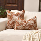 Yangest Flower Pillow Cover 20 x 20 Inches, Nature Chenille Square Throw Pillow Cover Soft Luxury Neutral Accent Couch Pillow Cover for Living Room Bedroom, Rust - color: Rust, size: 20" x 20" (Pack of 1)