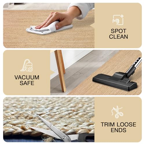 Chardin home Hand Woven Natural Jute Braided Area Rug – 5x8 Feet Oval | Vintage Boho Reversible Rug for Living Room, Bedroom, Dining Area, Entryway | Farmhouse Natural Fiber Floor Covering - size: 5' x 8' (Oval)