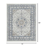 Farmhouse 6x9 Nursery Rug, Low Pile & Non Slip Area Rug for Living Room, Bedroom, Dining Room Table, Blue and Grey High Traffic - Non Shedding & Stain Resistant Soft Carpet, Faded Print Accent Mat - color: Blue / Grey / Brown, size: 6' x 9' (Rectangular)