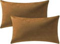 Lumbar Pillow Covers 12x20 Golden Brown: Pack of 2 Cozy Soft Velvet Rectangular Modern Luxury Decorative Throw Pillow Cases for Sofa Couch Living Room Bed Home Decor