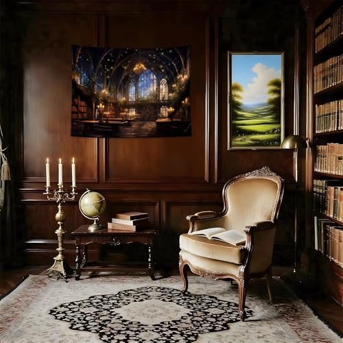 QGHOT Fantasy Library Tapestry Wall Hanging Magic School Bookshelf Backdrop Fairy Tale Library Tapestries for Teens Bedroom Living Room Dorm Decor 39.4" x 31.5" - color: C, size: 31.5"L x 39.4"W