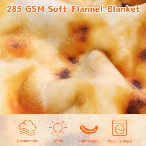 CASOFU Burritos Tortilla Throw Blanket, Double Sided Giant Flour Novelty Blankets for Your Family, 285 GSM Soft and Comfortable Flannel Taco Blanket. (Yellow, 71 inches) - color: Yellow, size: 71 inches