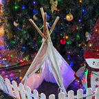 MBJZSL 6 Packs Teepee Tent for Kids with 10ft String Lights, Indoor Play Teepee Tent for Girls & Boys, Foldable Tents for Birthday Party Boho Sleepovers Party Pajama Party (White)