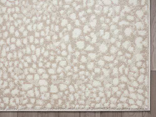 Abani Beige Cheetah Print Area Rug Rugs, Arto Collection - Contemporary Durable Accent Rug (10'x14') - color: Beige/Ivory, size: 10' x 14' (Rectangular)