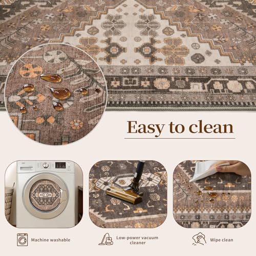 Ciicool 2x5ft Runner Rug, Hallway Wahshable Rug Vintage Kitchen Carpet for Entrance Bedroom Bedside Living Room Kitchen Laundry Bathroom Decor - color: Hazel, size: 2' x 5' (Runner)