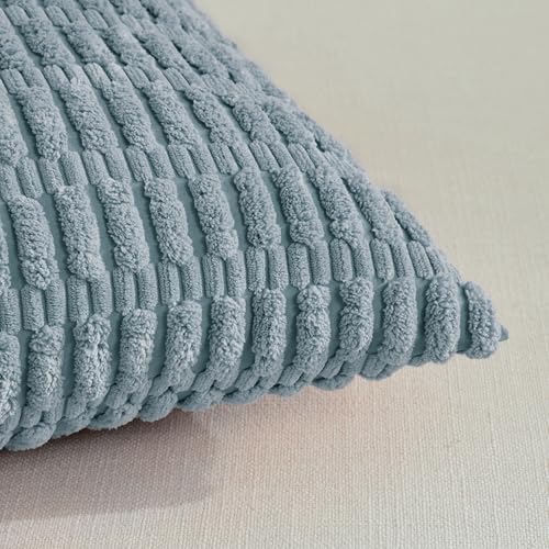 Fancy Homi Decorative Throw Pillow Covers for Bed Couch Bedroom Bench, Soft Corduroy Solid Pillow Case, Rustic Farmhouse Boho Room Decor,20" x 12" (Pack of 1),Light Blue - color: Light Blue, size: 20" x 12" (Pack of 1)