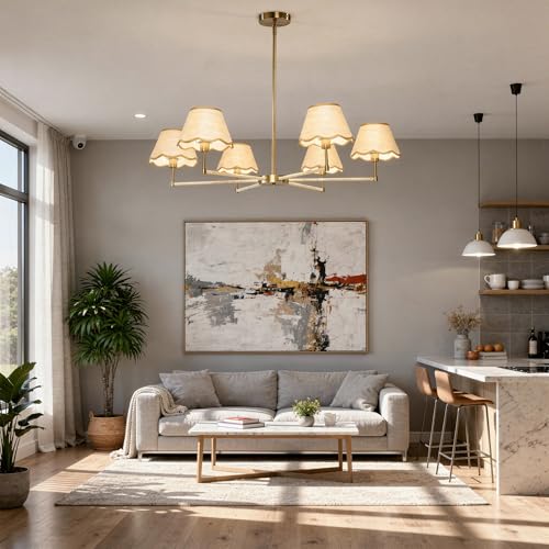 Large Rattan Chandelier Boho Style, 6-Light Rattan Pendant Light Fixture for Living Room, 39”Adjustable Cottage Rattan Hanging Lamp Ceiling Light for Dining Kitchen Island, E12 Socket - color: Straight Arm Design