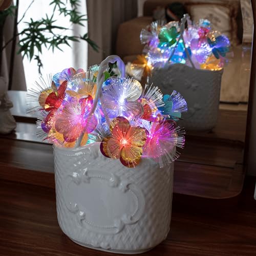 YOLIGHT Fiber Optic Flower String Lights Battery Operated with Timer, 6.5ft 10 LED Colorful Flower Garland Light Fairy Decor Lights for Room Table Wedding Christmas Easter Décor (Multi-Color) - color: Multicolor, size: 6.5ft