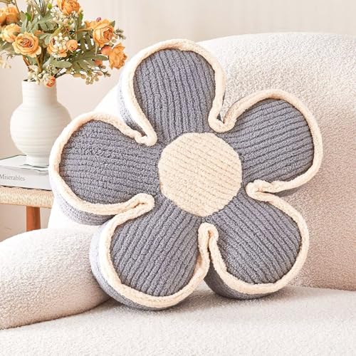 Kcvvcr Flower Shaped Floor Cushion, Soft Plush Pillow for Sofa Couch Bed (13.7 Inch, Grey) - color: Grey, size: 13.7 Inch
