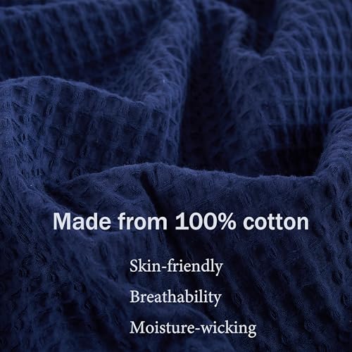 100% Egyptian Cotton Waffle Weave Throw Blanket for Bed Couch Sofa Home Decor, Soft Lightweight Bed & Couch Blanket for All Seasons (Navy Blue - Throw Size - 50 * 60") - color: Navy Blue, size: Throw - 50*60''