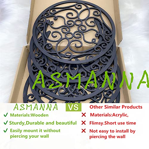 ASMANNA 5 Pieces Moon Decoration Wall Decoration Wooden Moon Phase Wall Hanging Bohemian Style Bedroom Home Wall Decor Bohemian Lunar Aesthetic Art for Bedroom Living Room Dorm Apartment Office(black) - color: 1Black
