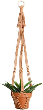 Artilady Plant Hanger Indoor Macrame Hanging Planters for Plants Holder Boho Brown Basket No Tassels Farmhouse Rustic Window Wall Decor (Brown Planter-1pcs)
