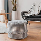 MOCOFO Boho Pouf Cover Unstuffed Square Ottoman Pouf Chair,Home Decor Pouf Cover(White,40x40x30cm)
