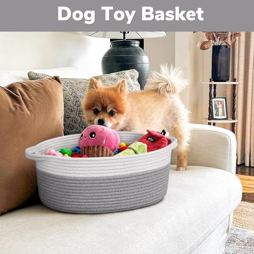Goodpick Rope Baskets for Gifts Empty, Decorative Storage Baskets for Nursery, Woven Gift Basket for Baby Shower, Dog Toy Basket with Handles for Living Room, 13.6"x 10" x 6", Gray - color: Gray, size: 13.6x10x6 Inch (Pack of 1)