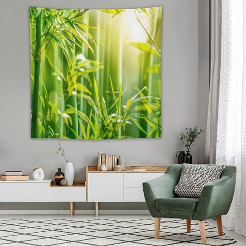 HZOHNAGO Bamboo Tapestry Bamboo Leaf Sunshine Nature Printed Wall Tapestry Painting Wall Hanging for Bedroom Living Room Dorm 60" W x 60" H - color: Bamboo-1, size: 60"L x 60"W