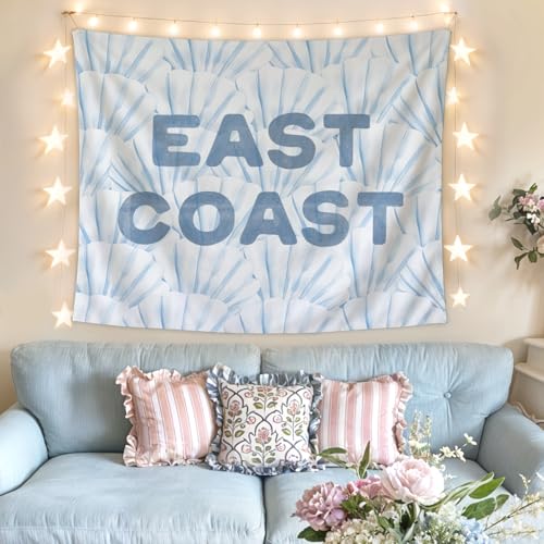 Lacama Blue Dorm Coastal Tapestry，East Coast Granddaughter Decor, Bedroom Tapestry, Indoor Outdoor Wall Art Teen Room Decor Living Room Bedroom, 50x60Inches - color: East Coast