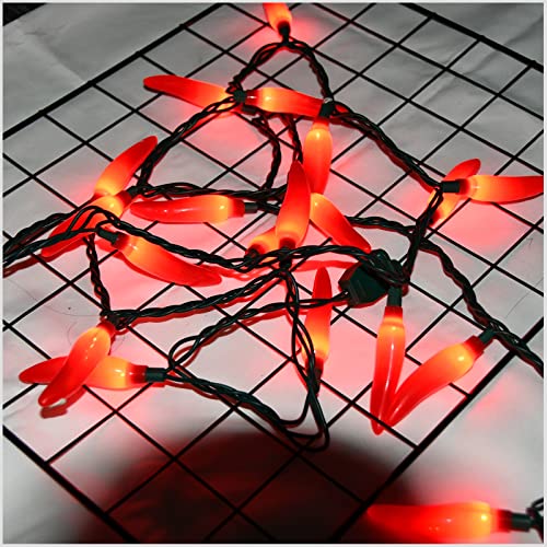 Red Chili Pepper Lights, 13.6Ft Christmas Decorations String Lights with 35 Red Chili Pepper Lights for Mexican Fiesta Indoor Party Kitchen Patio Bedroom Decorations, Green Wire - color: Red chili lights