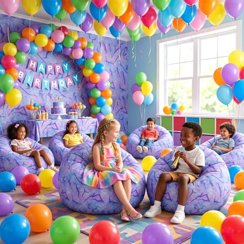 Boao 27'' Large Purple Lightning Kids Bean Bag Chairs Cover (No Filling) Washable Stuffed Storage Beanbag Chair for Kids Canvas Bean Bag Cover with Zipper for Girls Organizing Plush Toys Textile Sack - color: Purple Lightning, size: 27 Inches